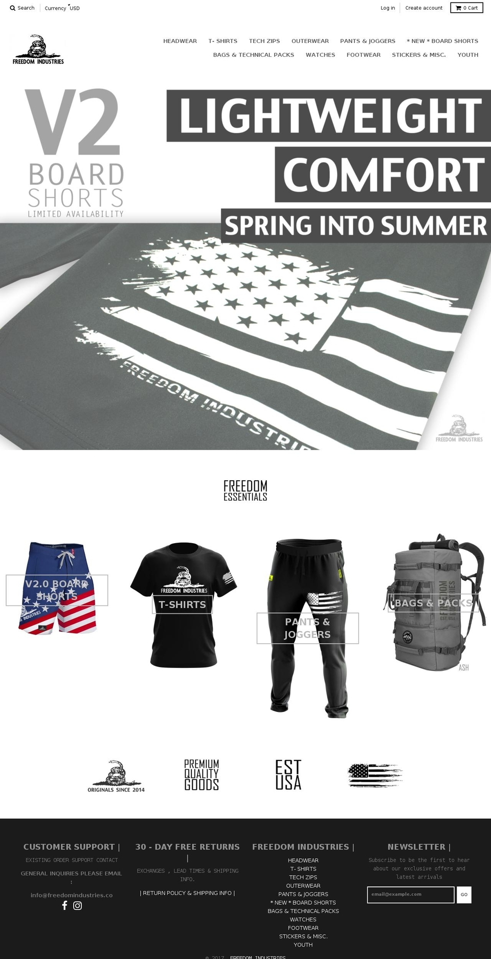 freedomindustries.co shopify website screenshot