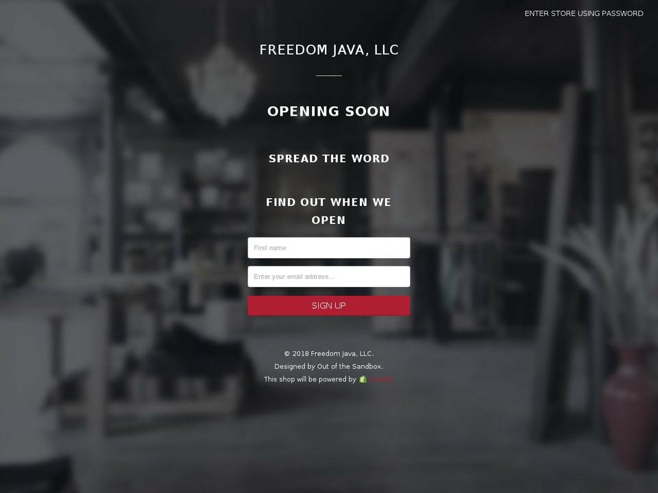 freedomjava.com shopify website screenshot