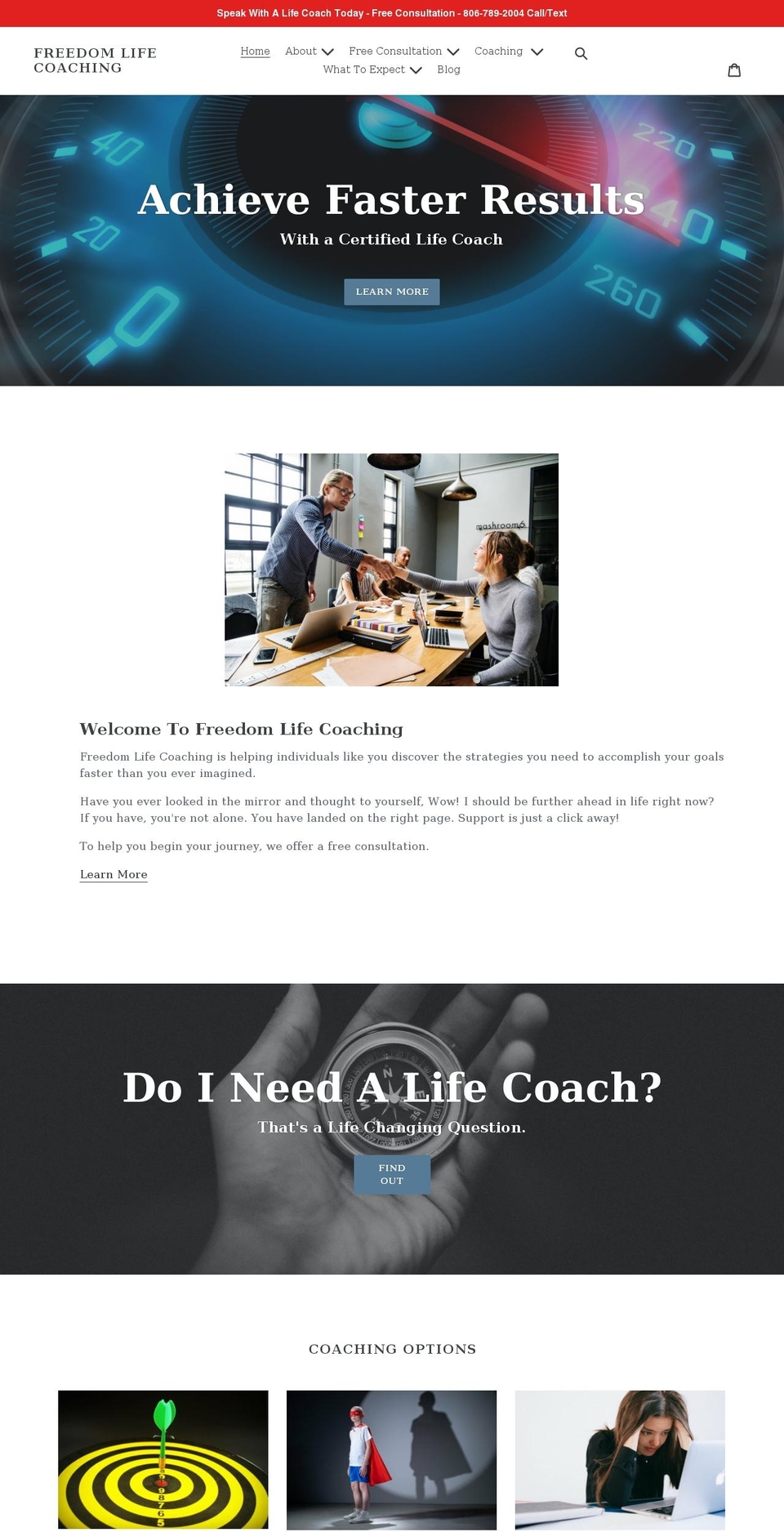 freedomlifecoaching.org shopify website screenshot
