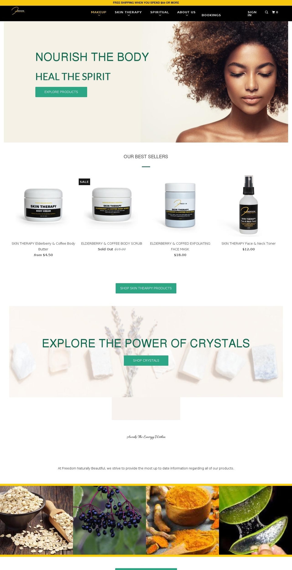 New Website Shopify theme site example freedomnaturallybeautiful.com