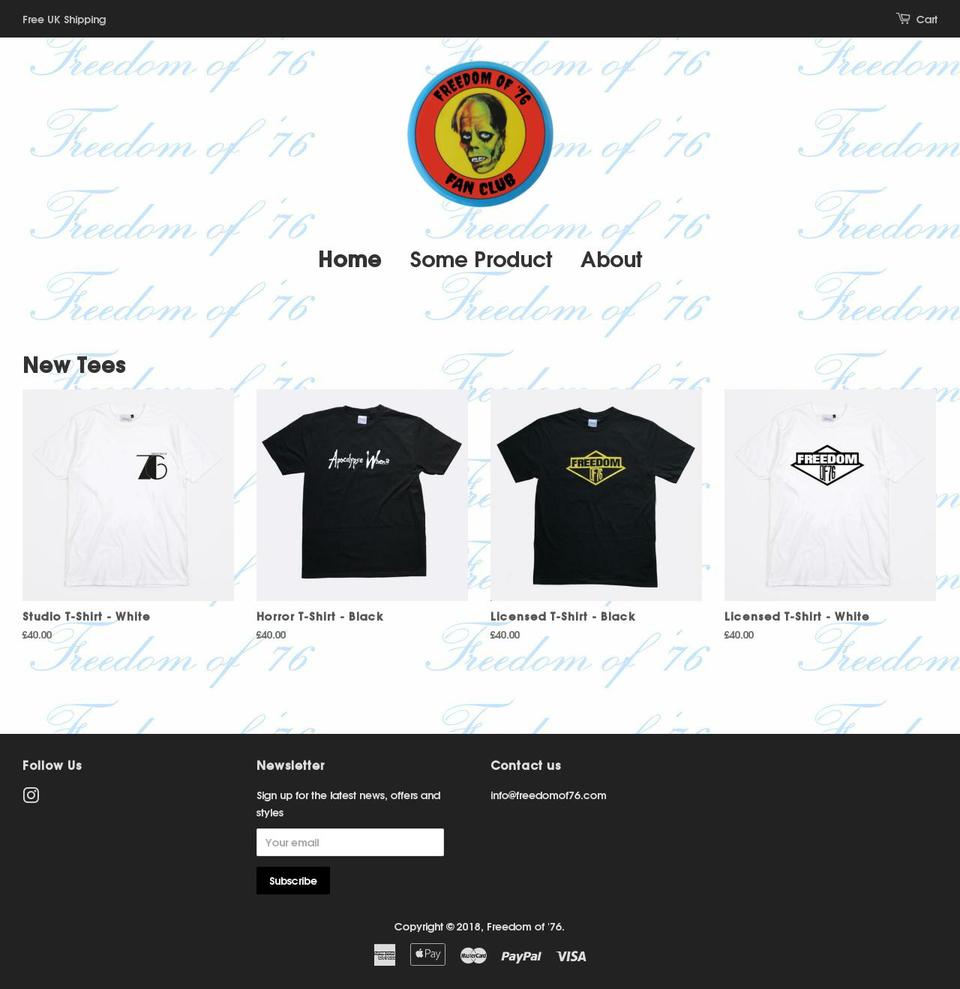 freedomof76.com — Shopify storefront screenshot