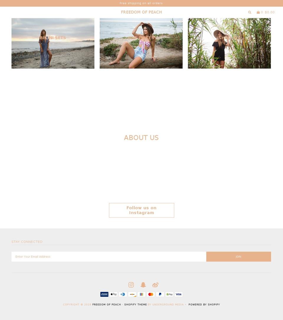 freedomofpeachswim.com — Shopify storefront screenshot