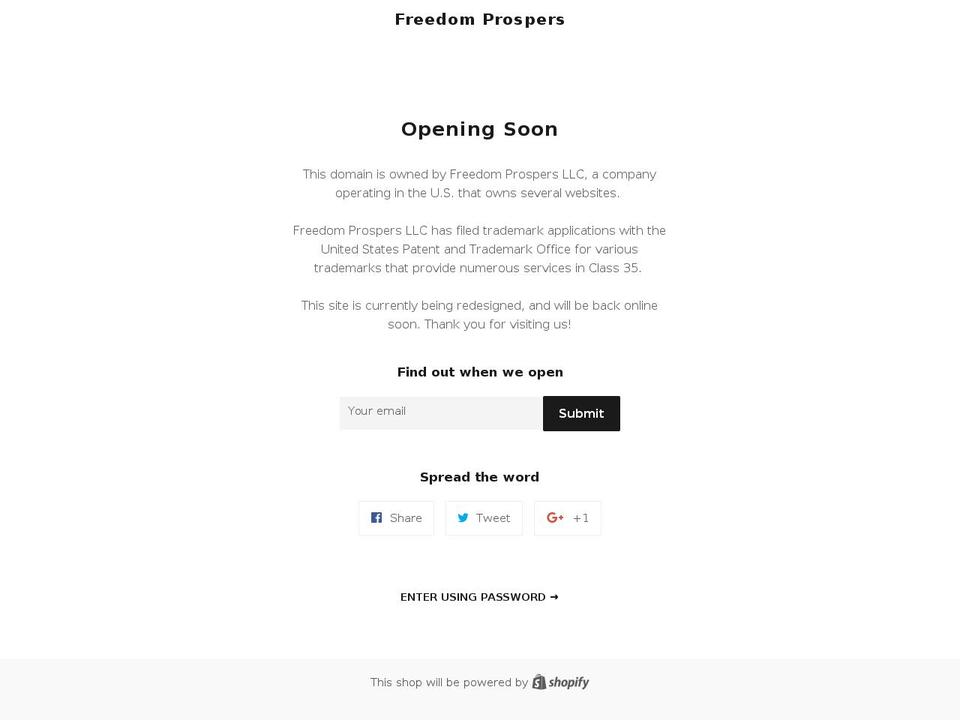 freedomprosper.net shopify website screenshot