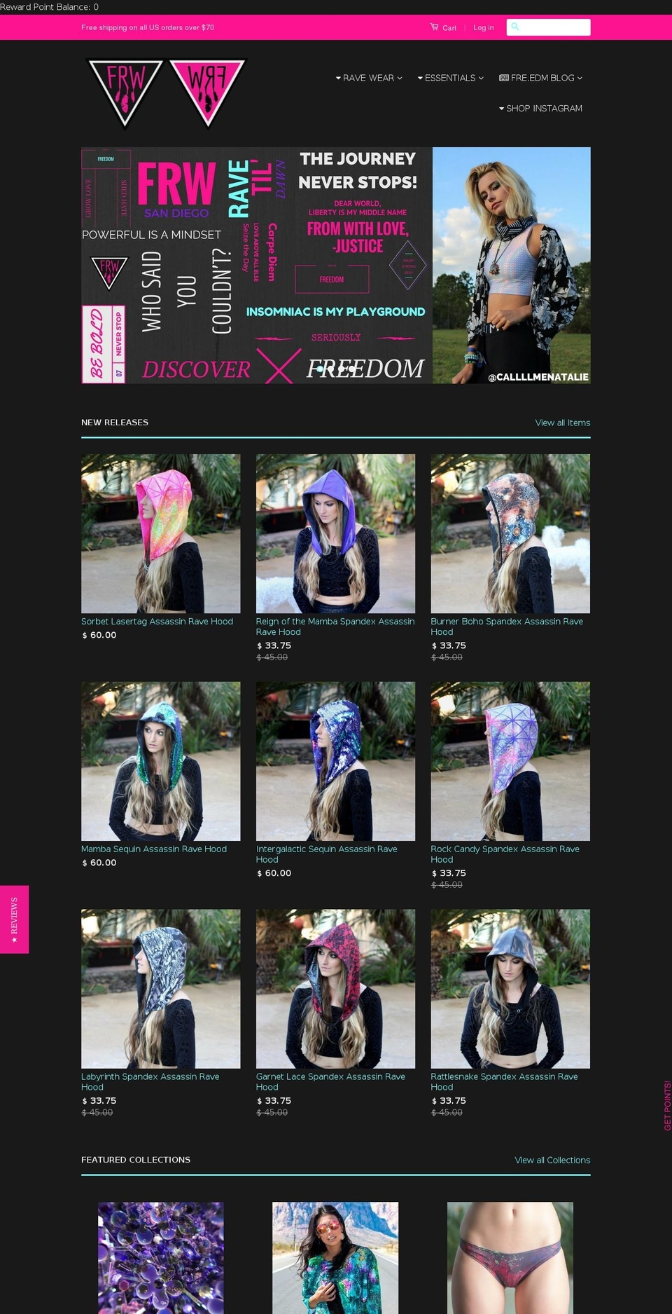 Aurora Shopify theme site example freedomravewear.com