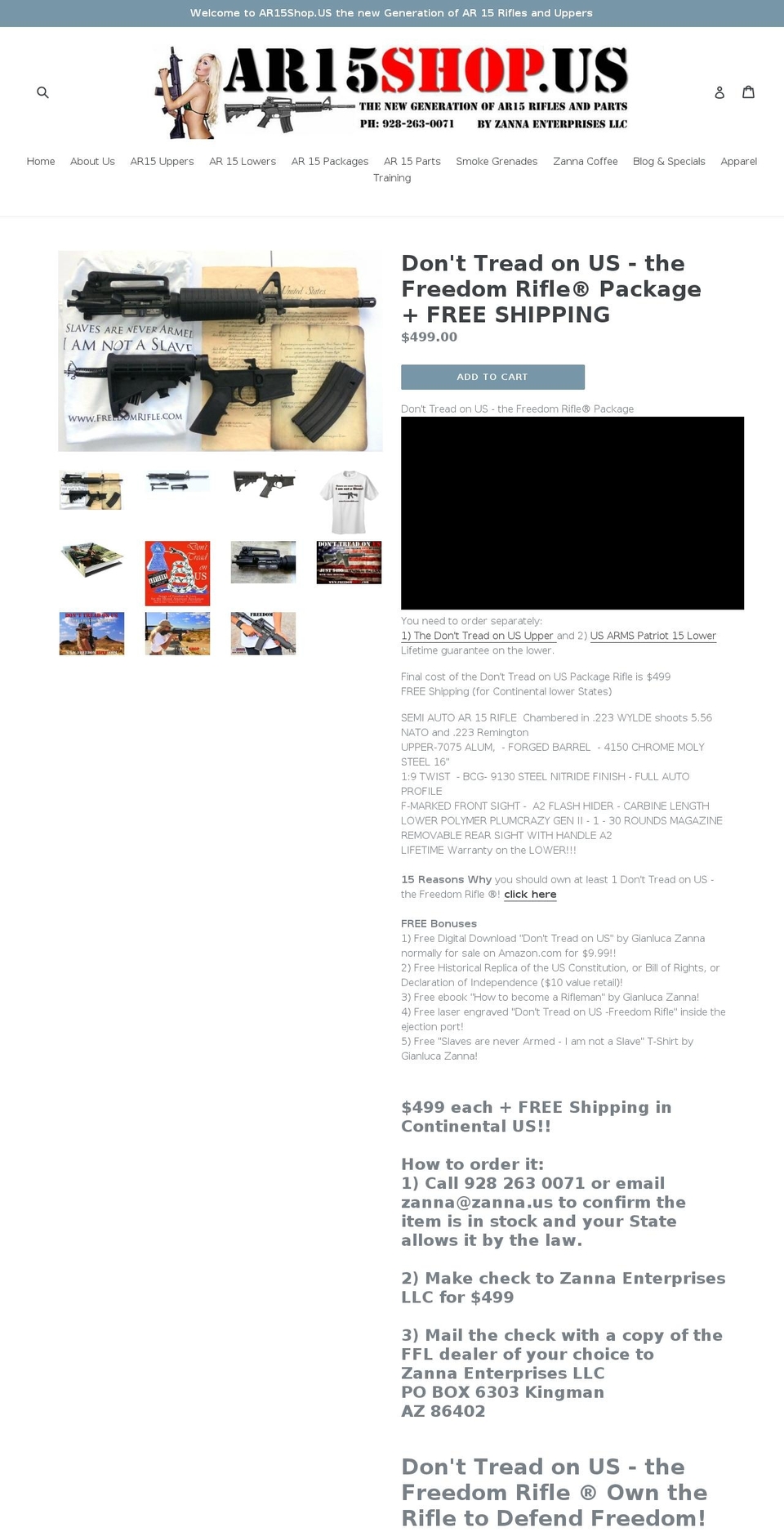freedomrifle.com — Shopify storefront screenshot