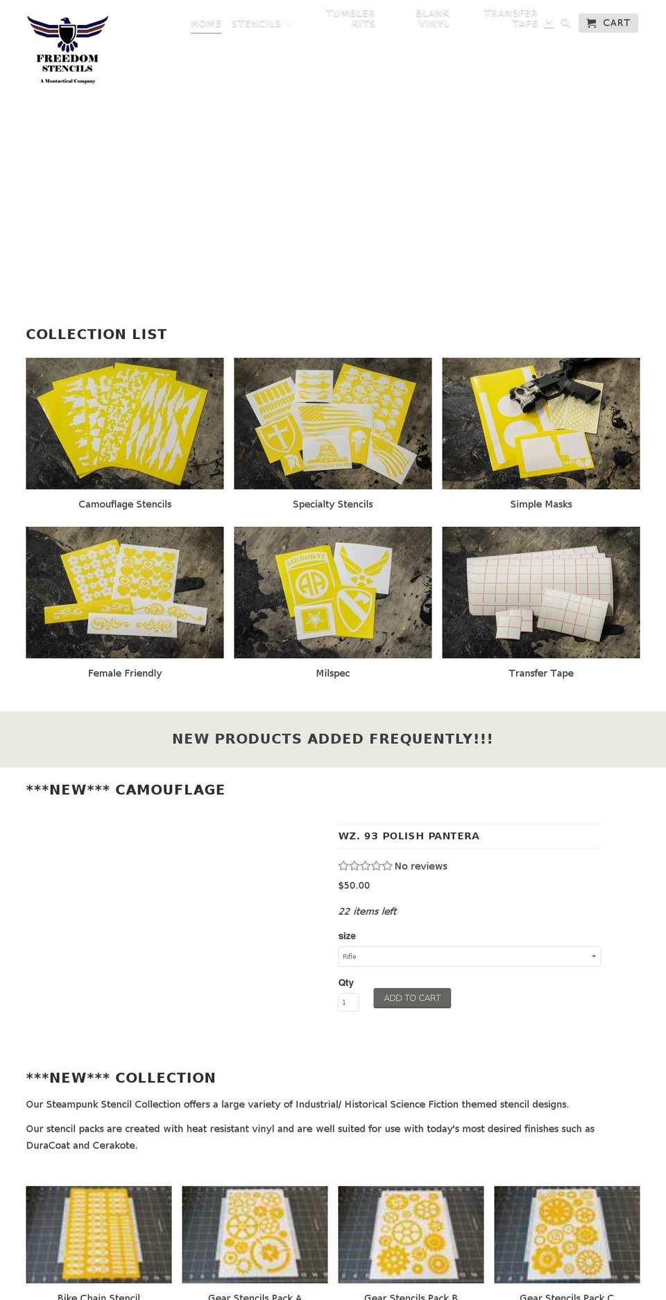 freedomstencils.com shopify website screenshot