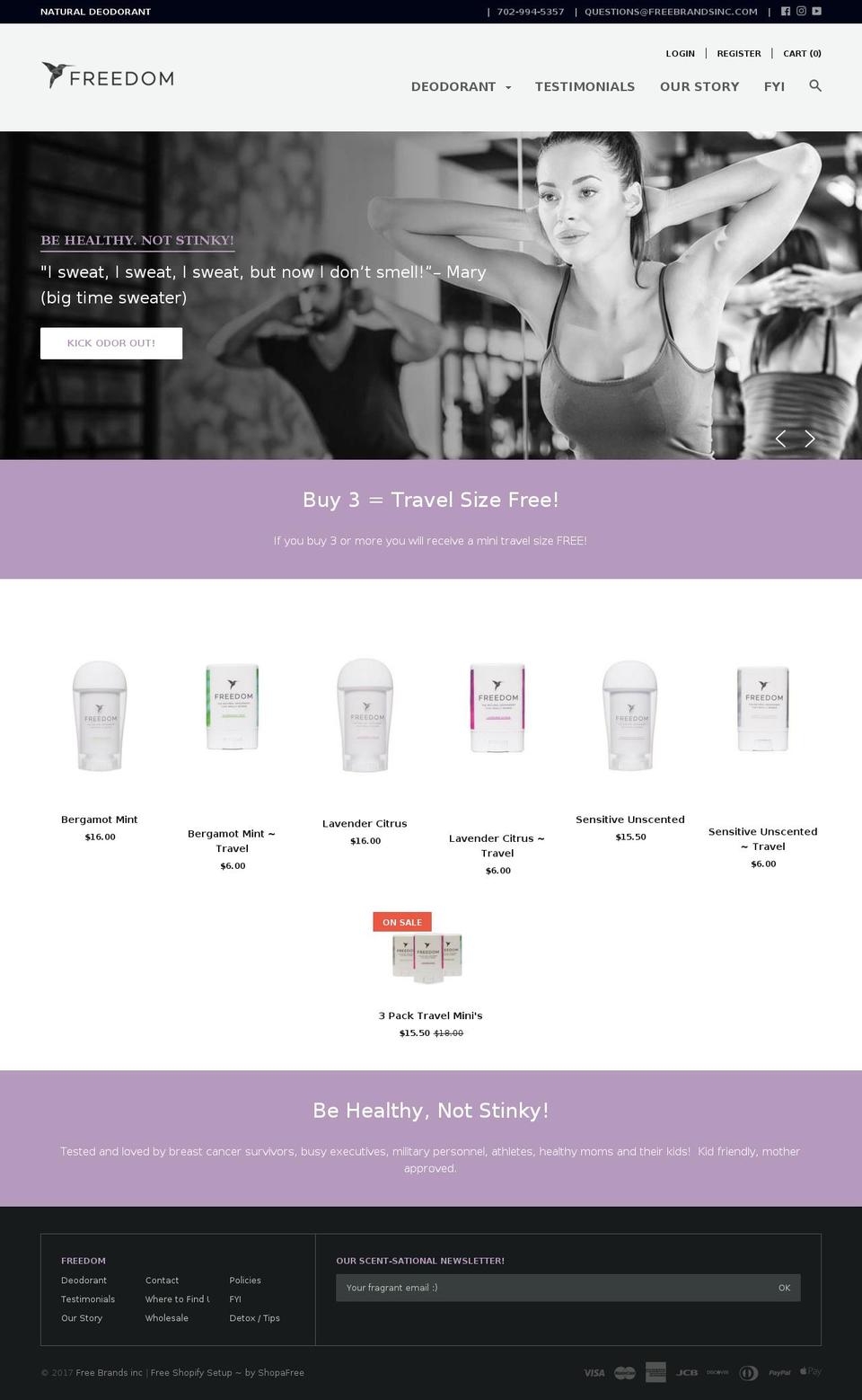 freedomstickdeodorant.com shopify website screenshot