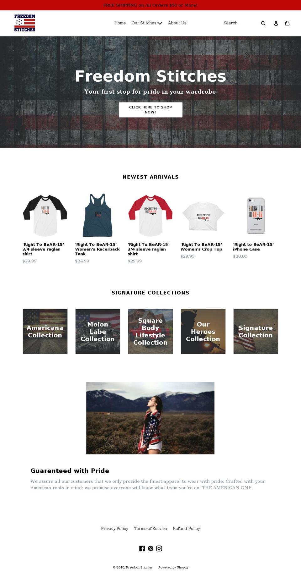 freedomstitches.com — Shopify storefront screenshot