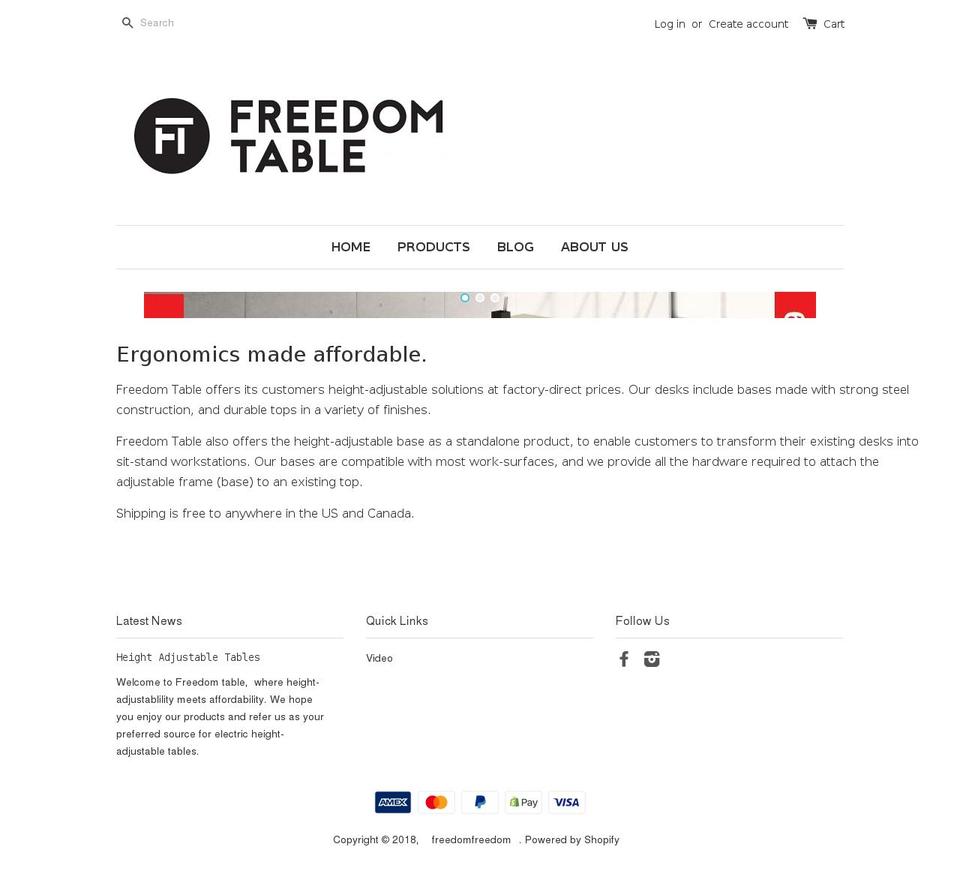 freedomtable.com — Shopify storefront screenshot