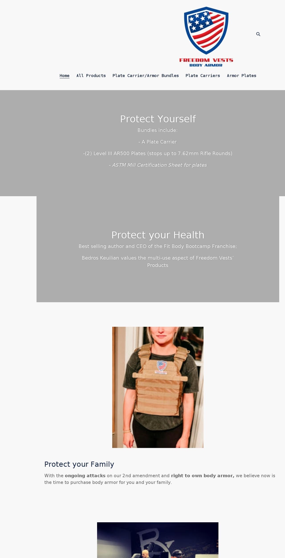 freedomvests.com shopify website screenshot