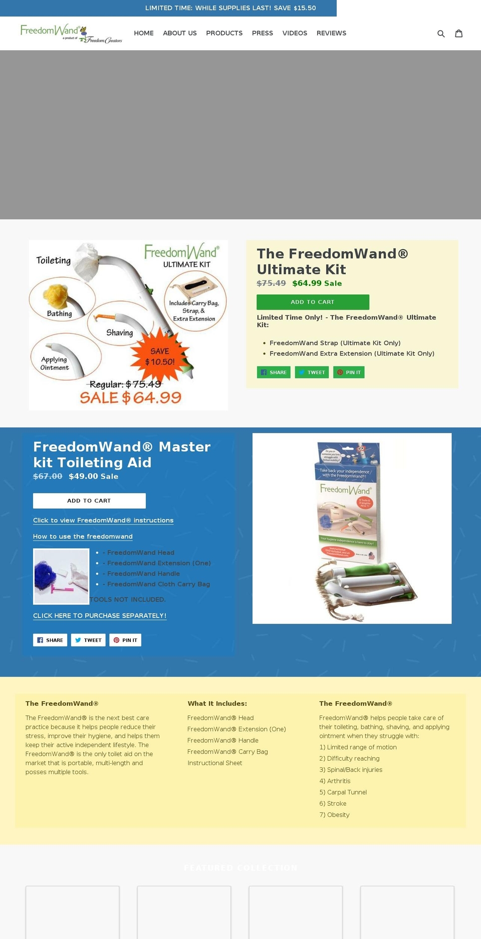 freedomwand.info shopify website screenshot