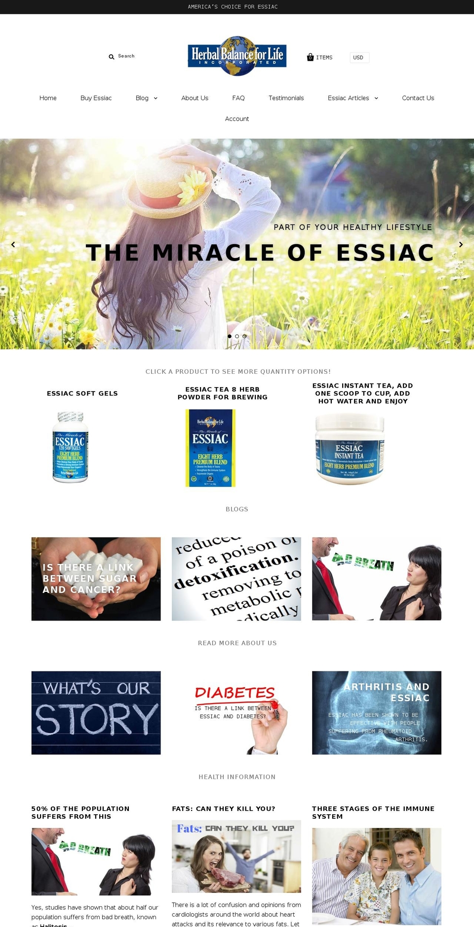 freeessiac.com — Shopify storefront screenshot
