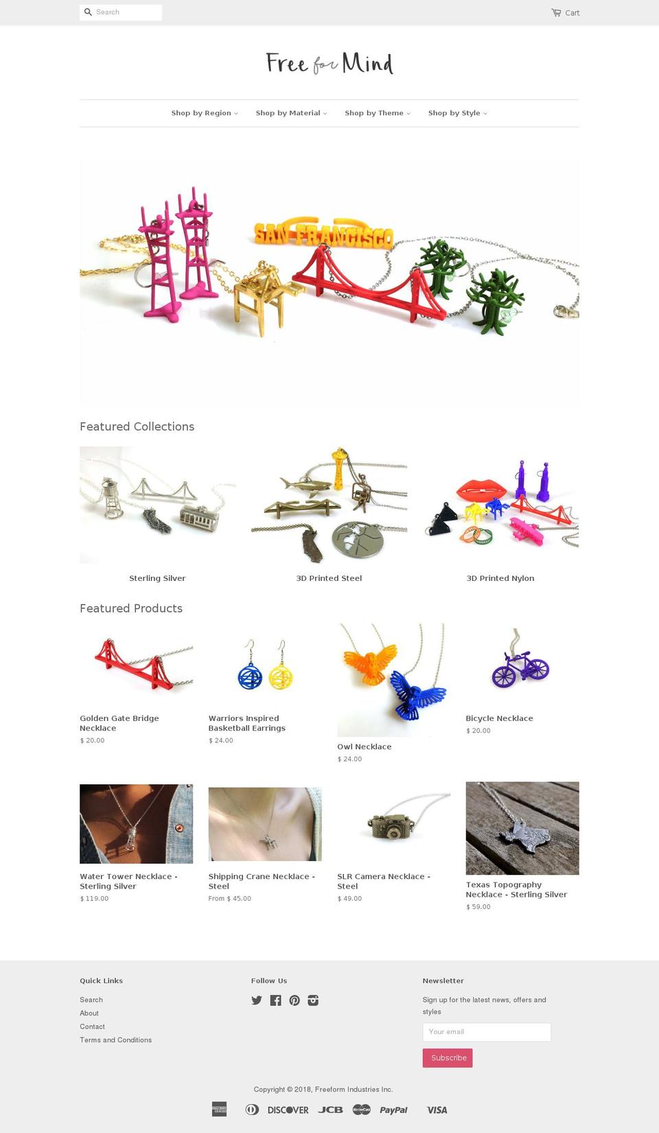freeformindustries.com — Shopify storefront screenshot