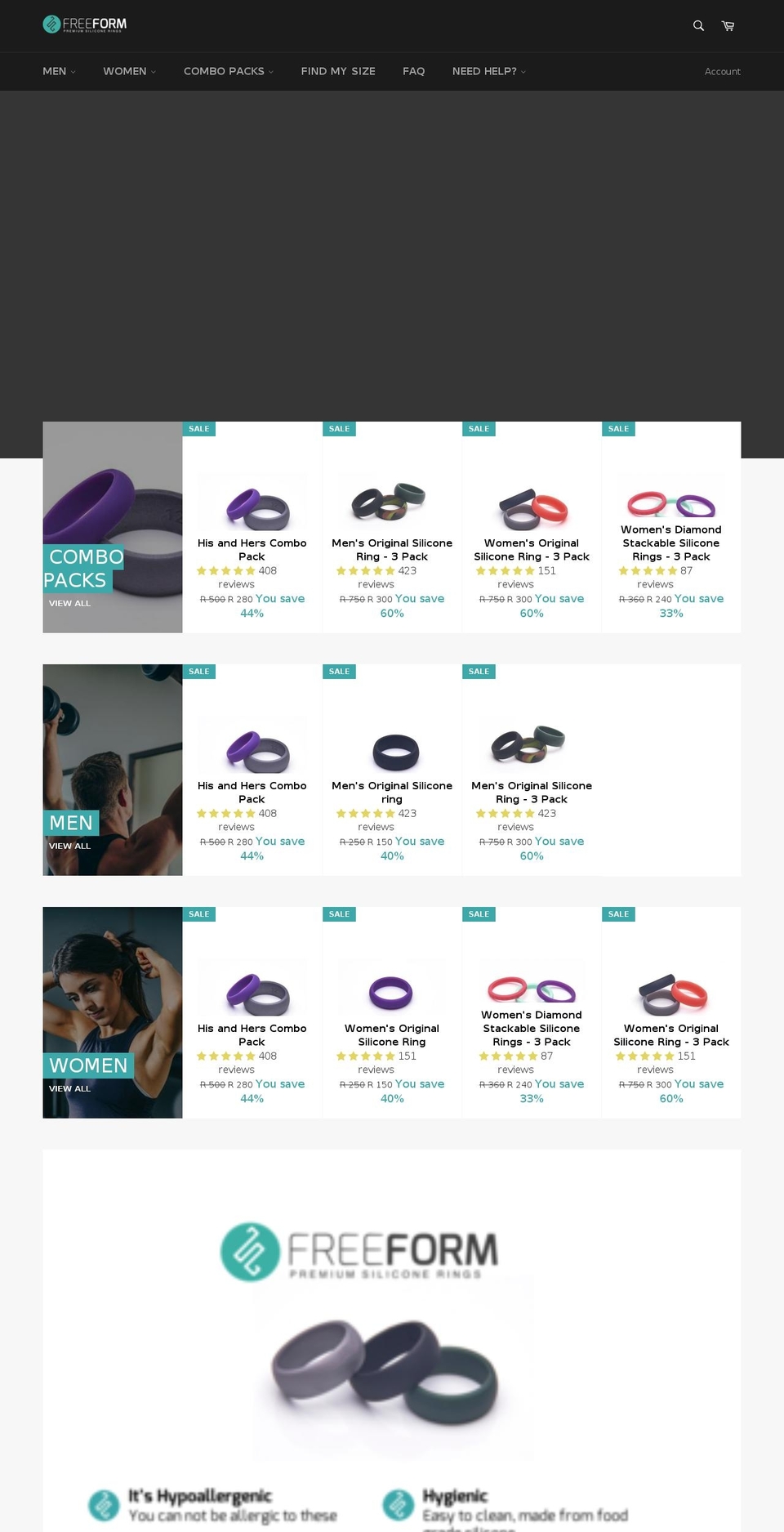 freeformrings.co.za shopify website screenshot