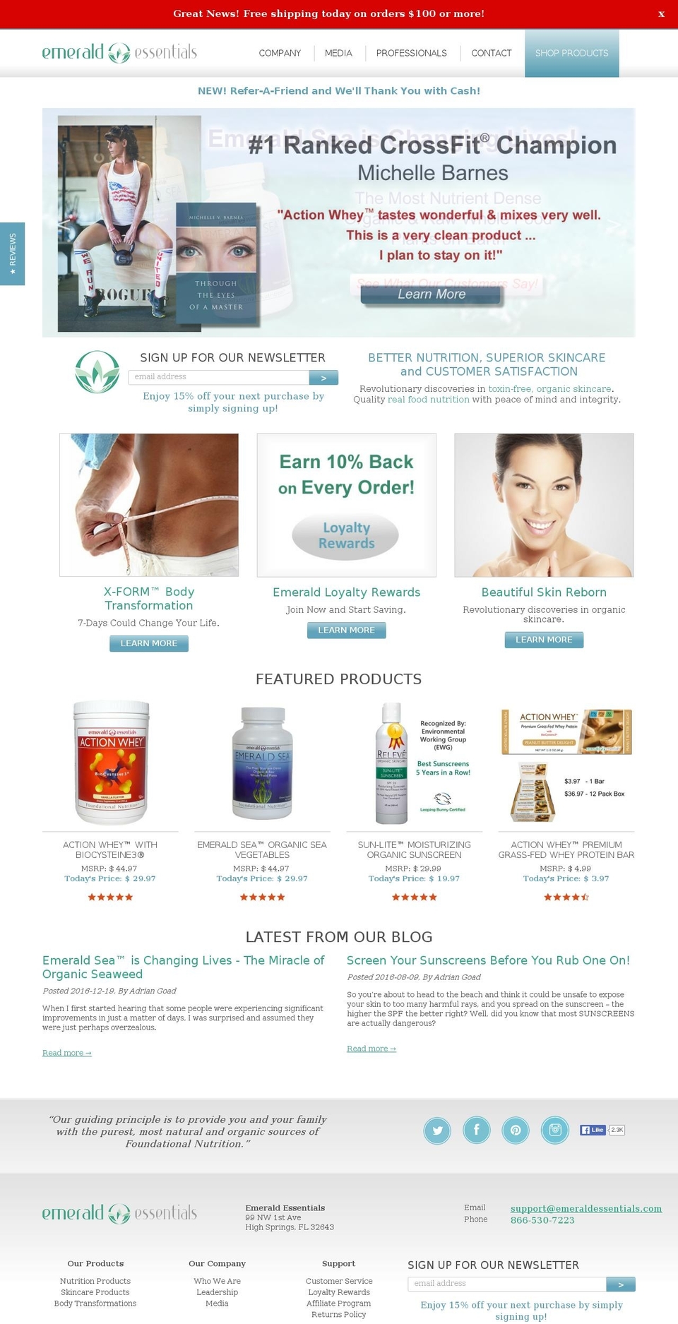 Emerald Essentials Theme Shopify theme site example freeforyourhealth.com