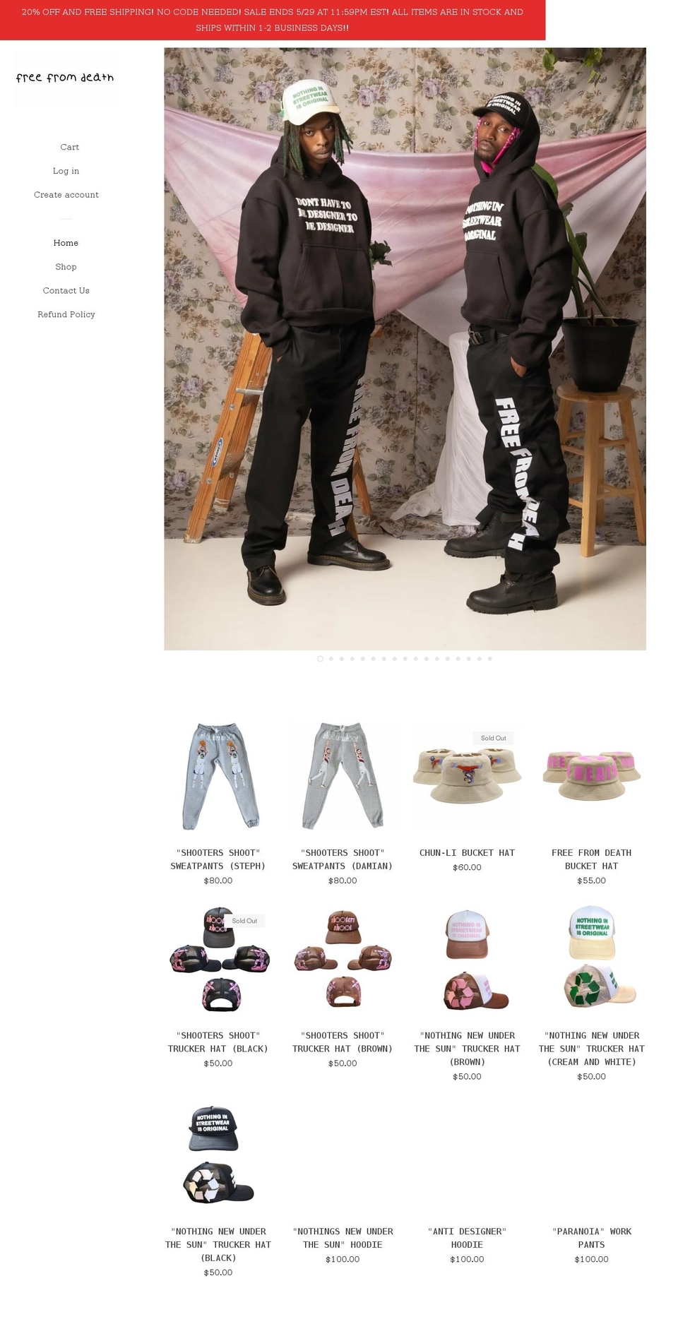 freefromdeath.net shopify website screenshot