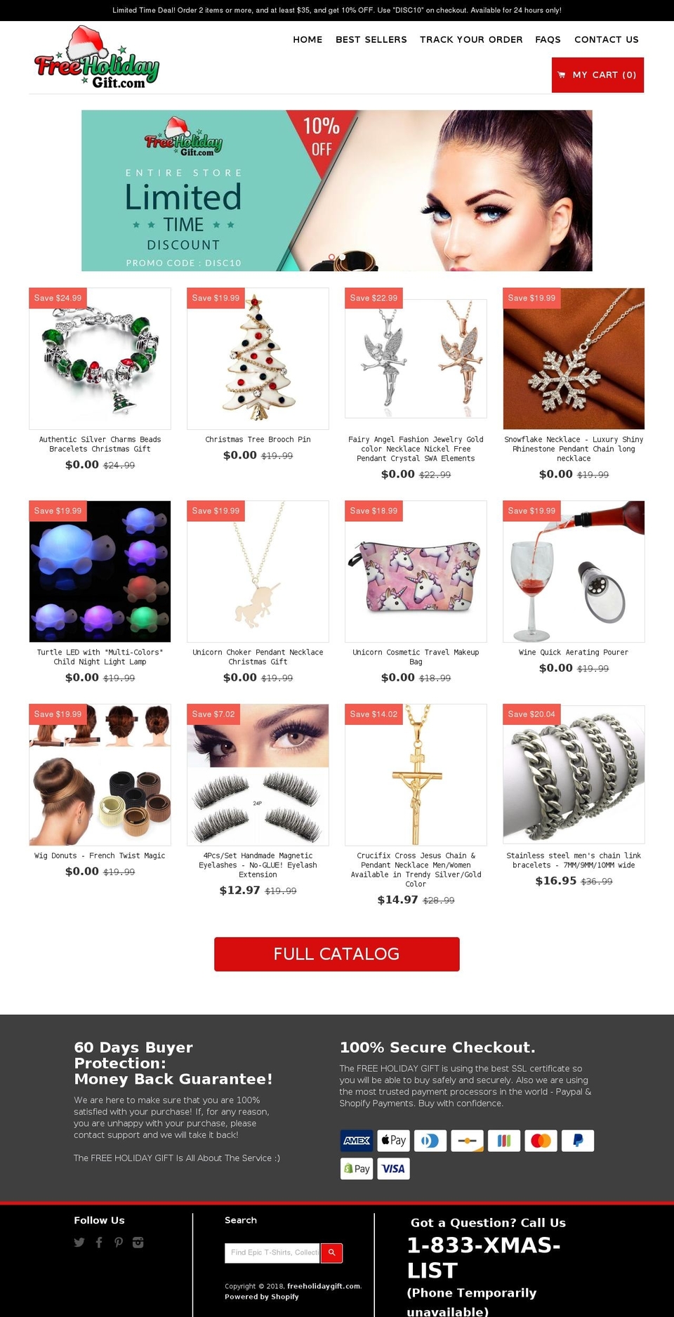 freeholidaygift.com — Shopify storefront screenshot