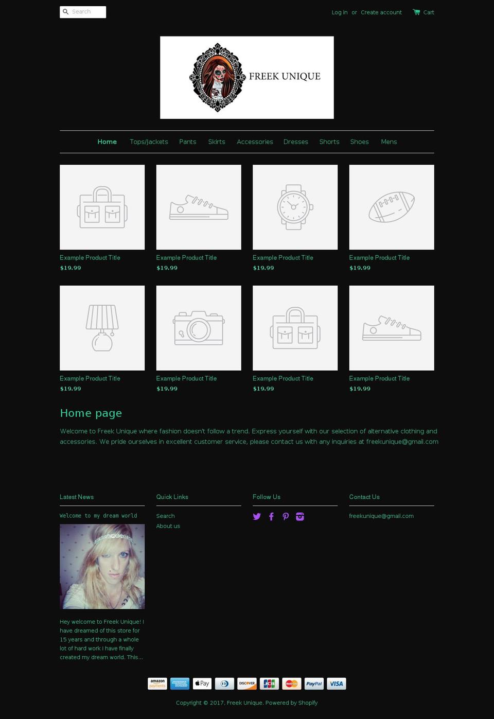freekunique.com shopify website screenshot