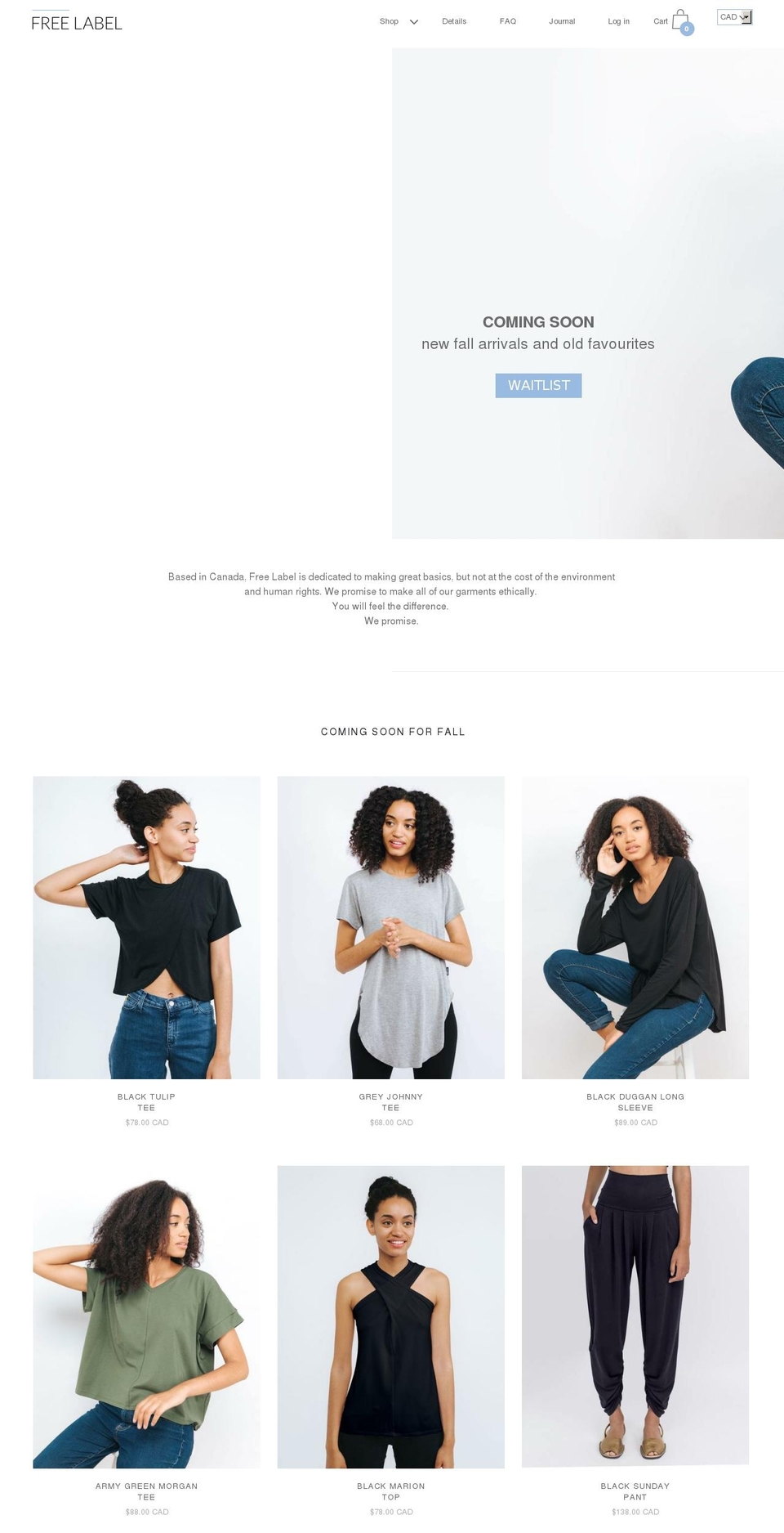 freelabel.com shopify website screenshot