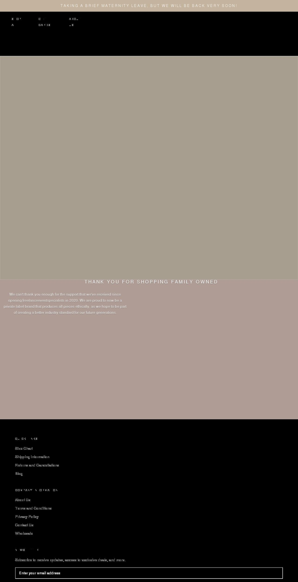 freelanceeventspecialists.com shopify website screenshot