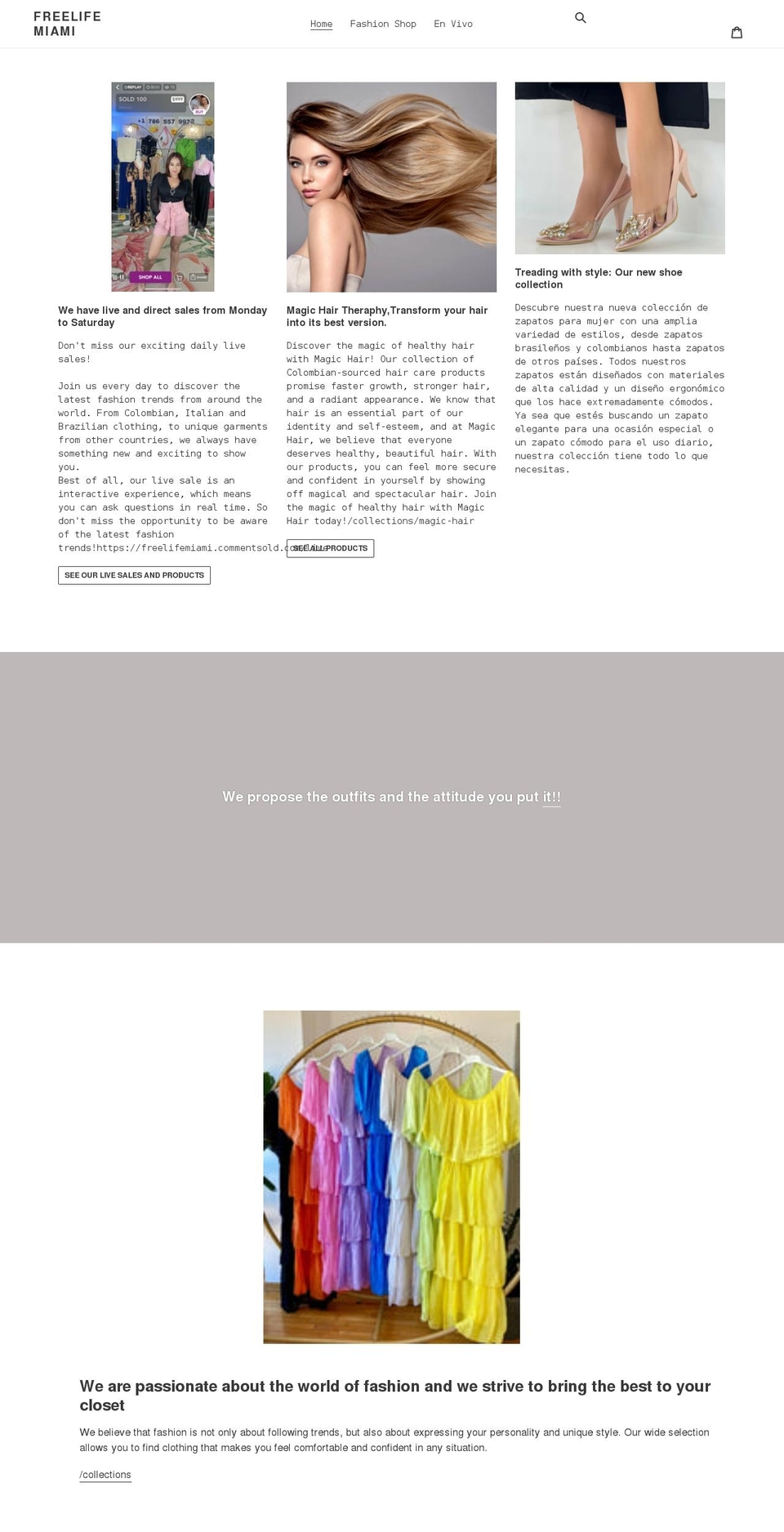 freelifemiami.com shopify website screenshot