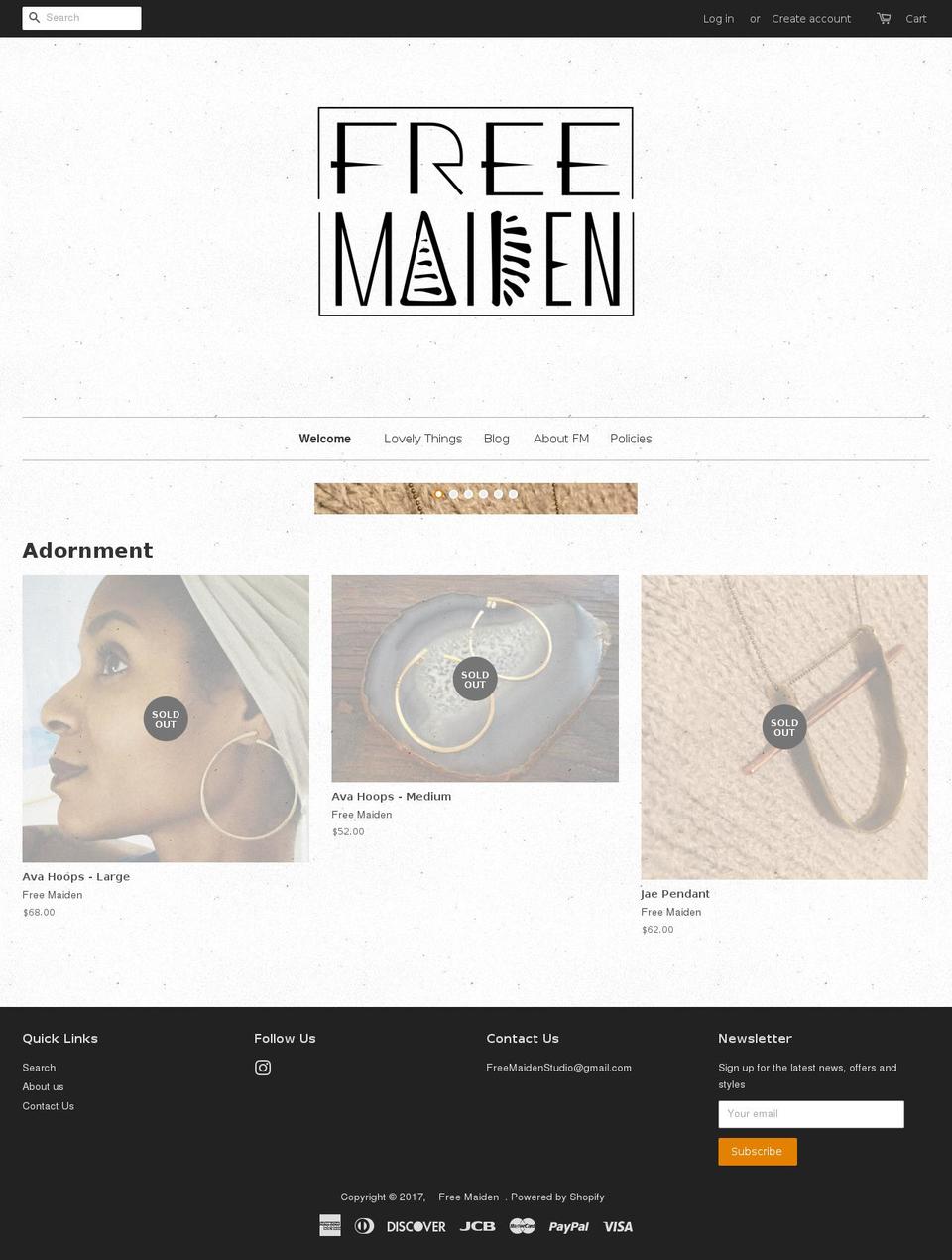freemaiden.com shopify website screenshot