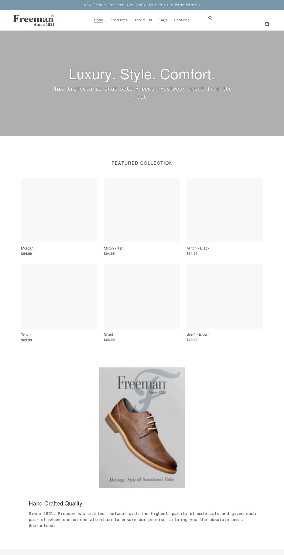 freemanfootwear.com shopify website screenshot