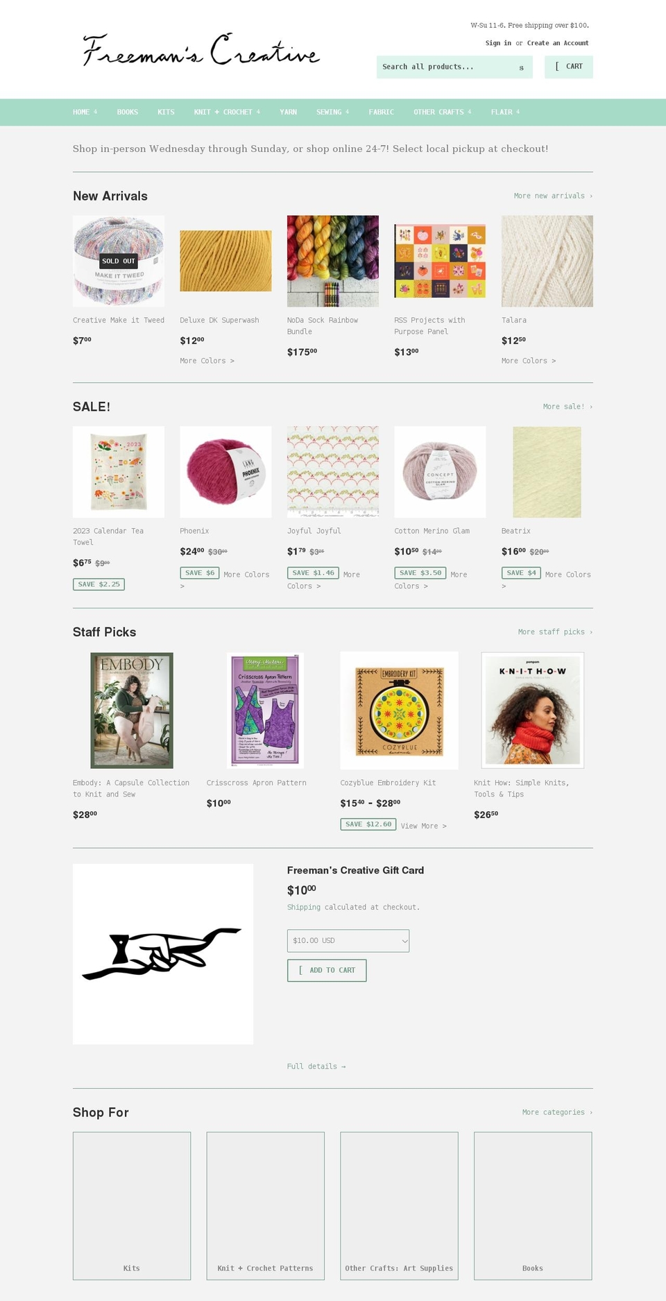 freemans-creative.myshopify.com shopify website screenshot