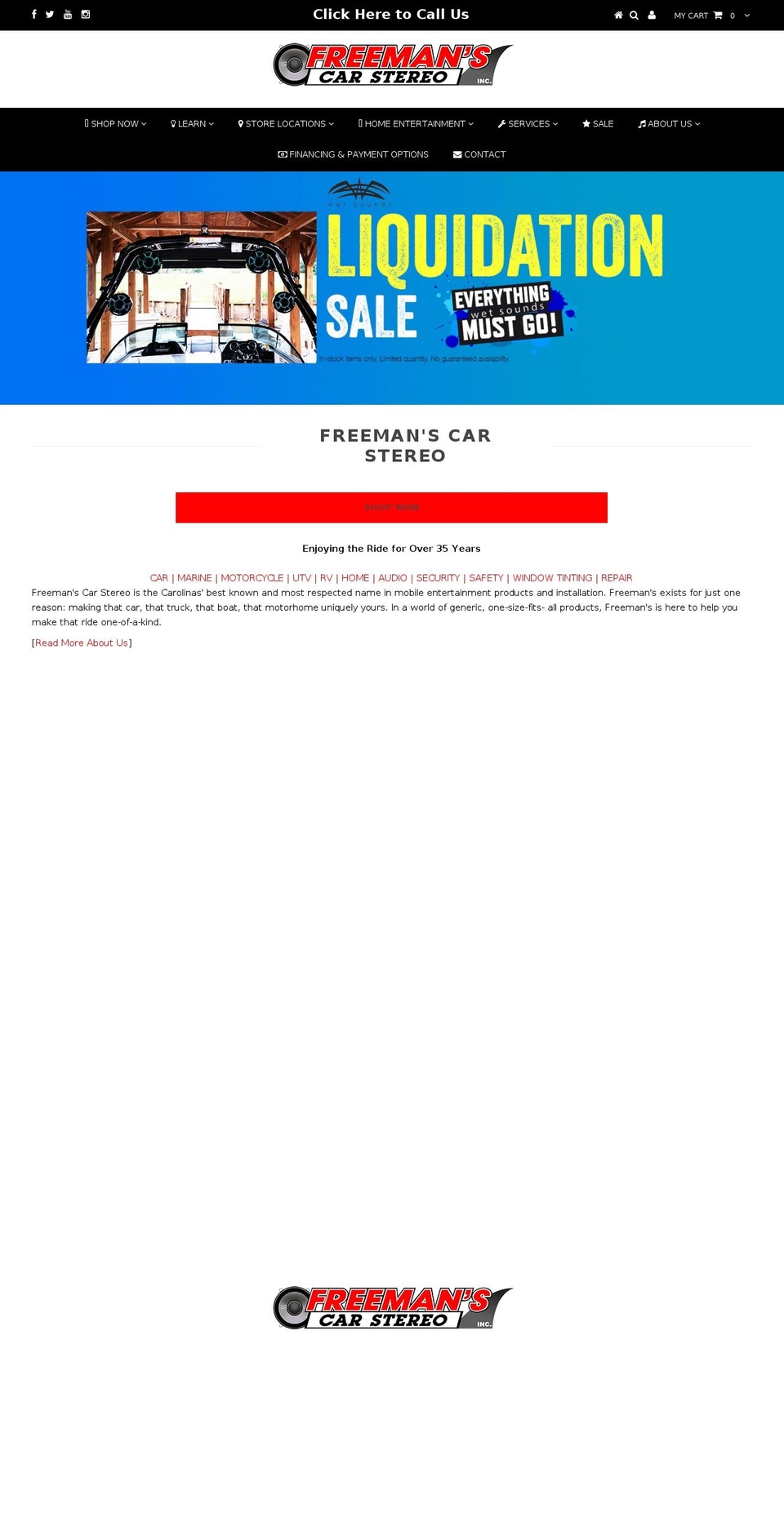 freemanscarstereo.com shopify website screenshot