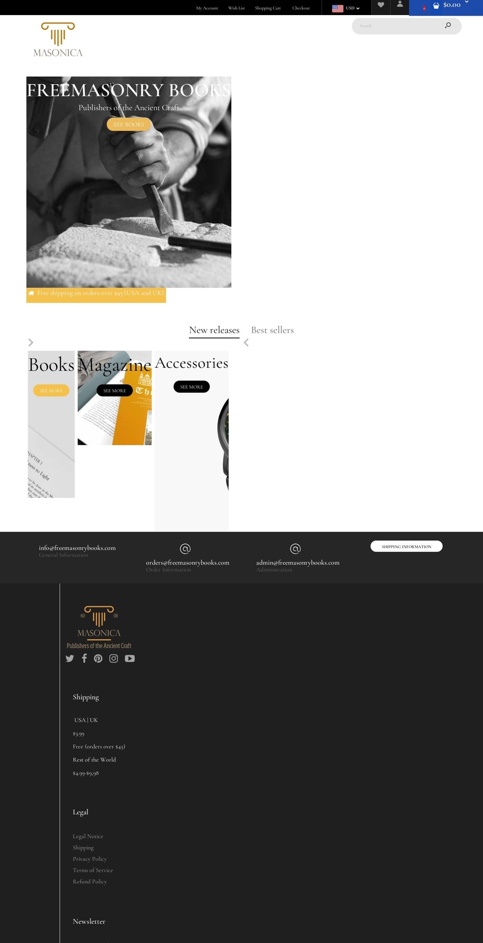 freemasonrybooks.com shopify website screenshot