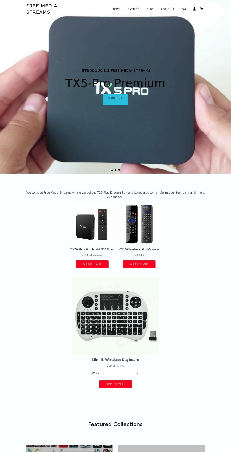 freemediastreams.com shopify website screenshot