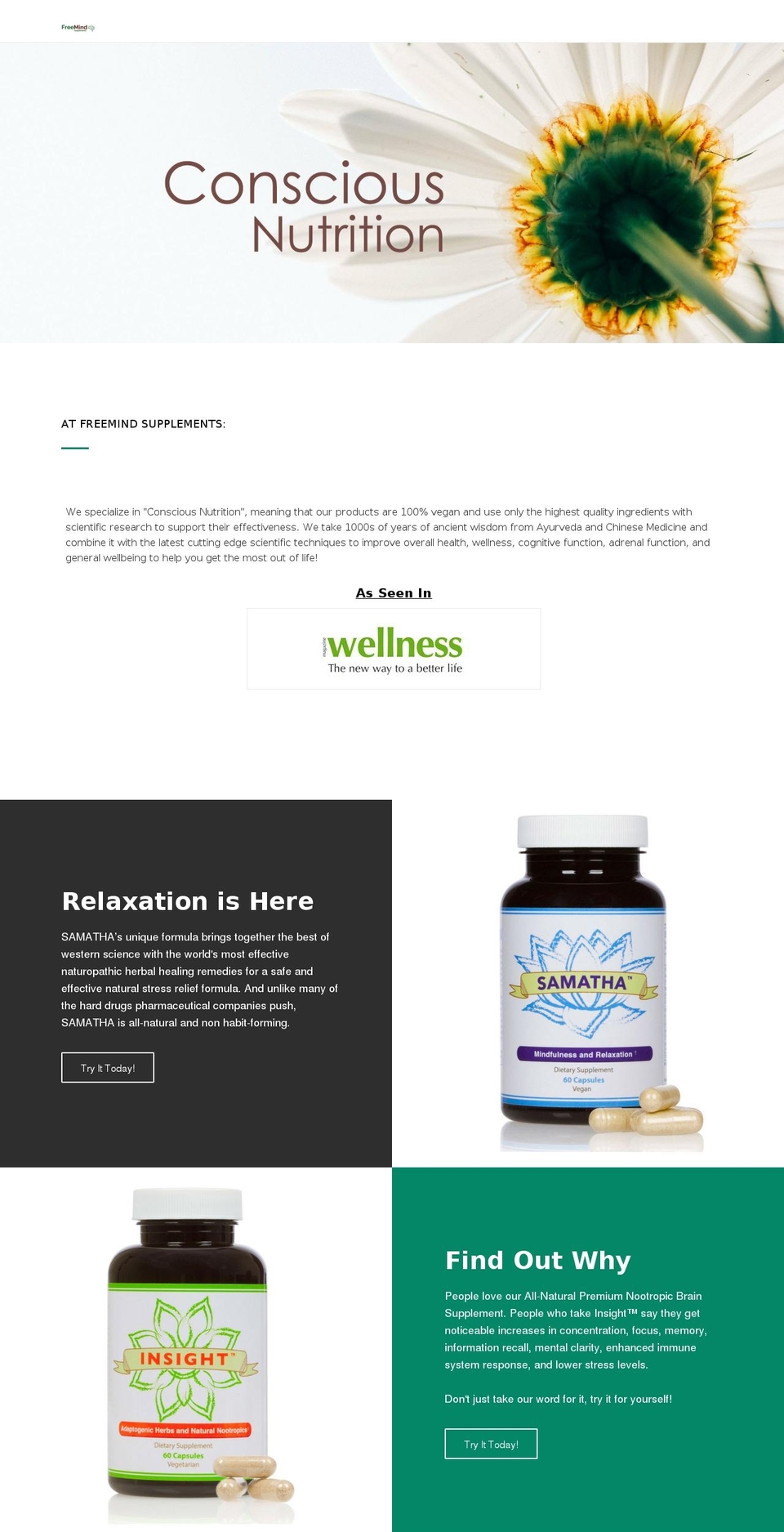 freemindsupplements.com shopify website screenshot