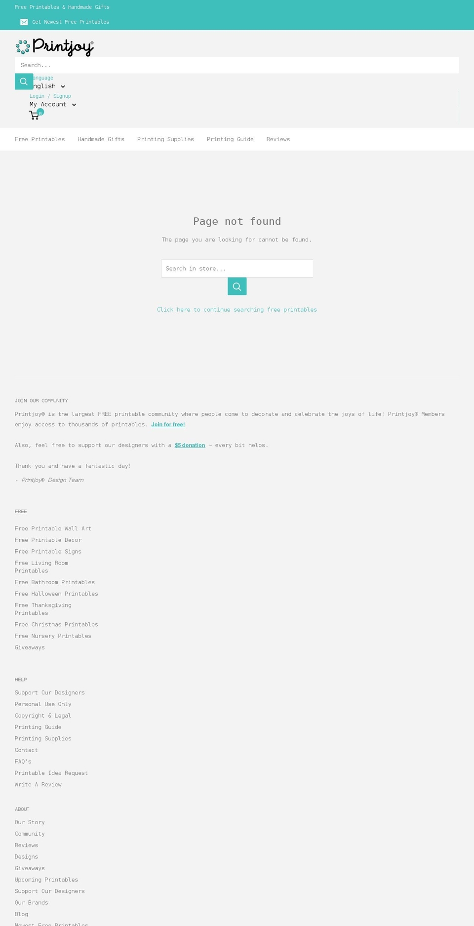 freenurseryprintables.com — Shopify storefront screenshot
