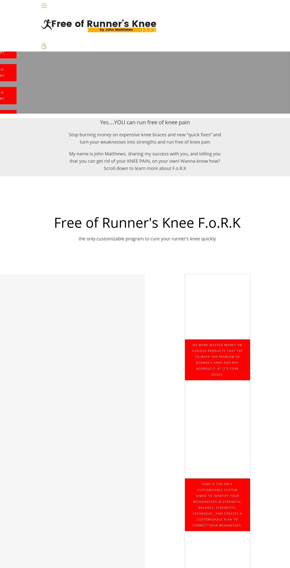 freeofrunnersknee.com shopify website screenshot