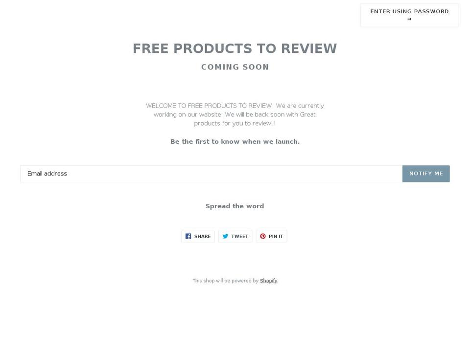 freeproductstoreview.com — Shopify storefront screenshot