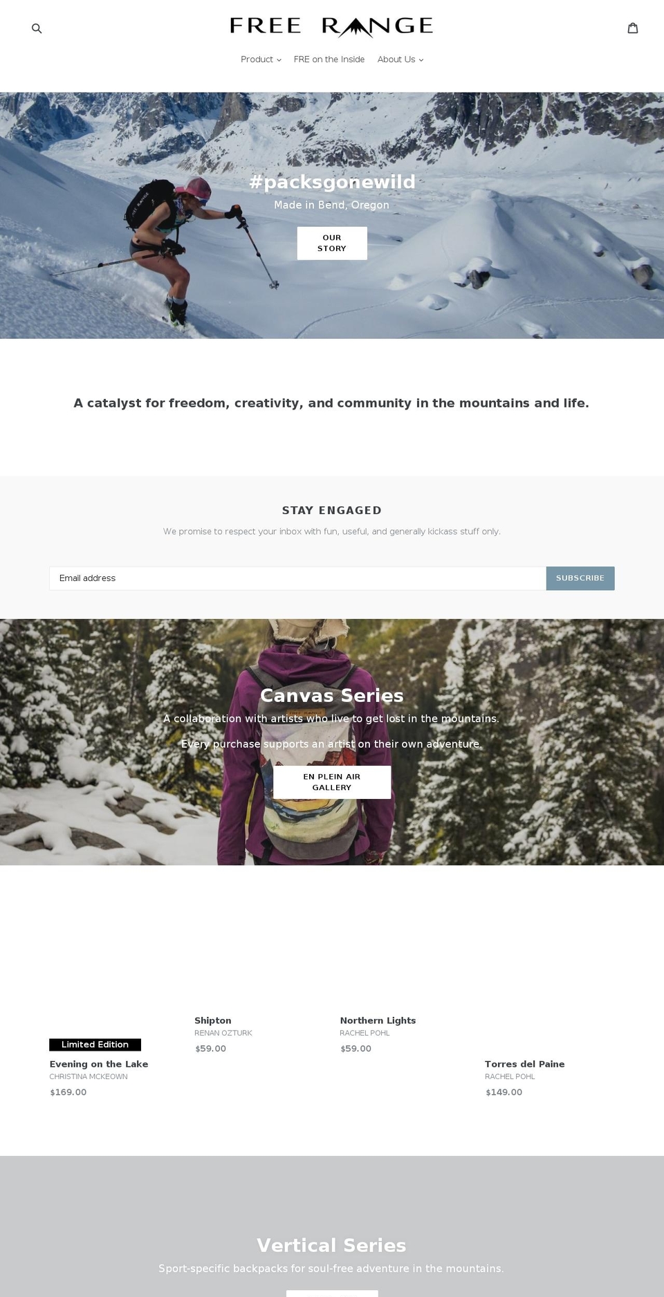 freerangeequipment.com — Shopify storefront screenshot