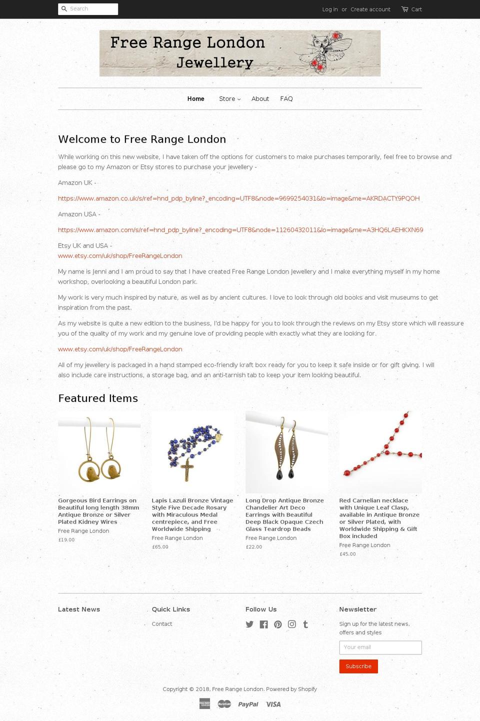 freerangelondon.com shopify website screenshot