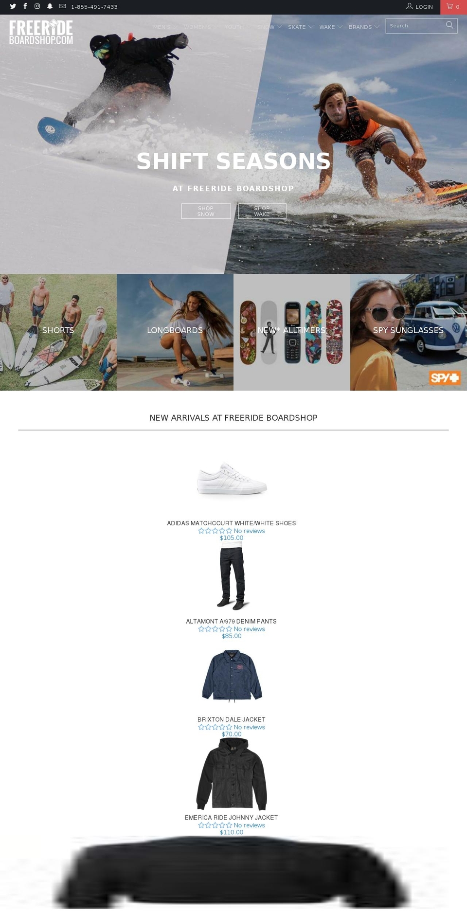 freerideboardshop.com shopify website screenshot