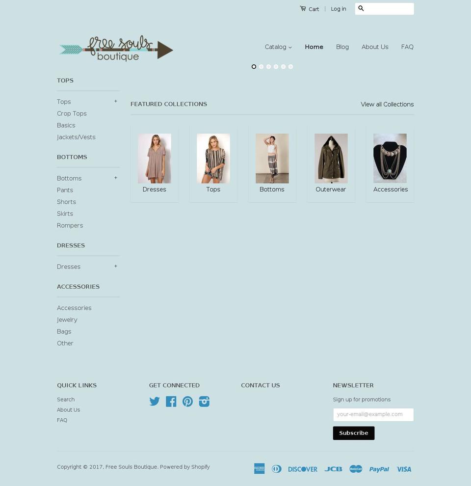 freesoulsboutique.com shopify website screenshot