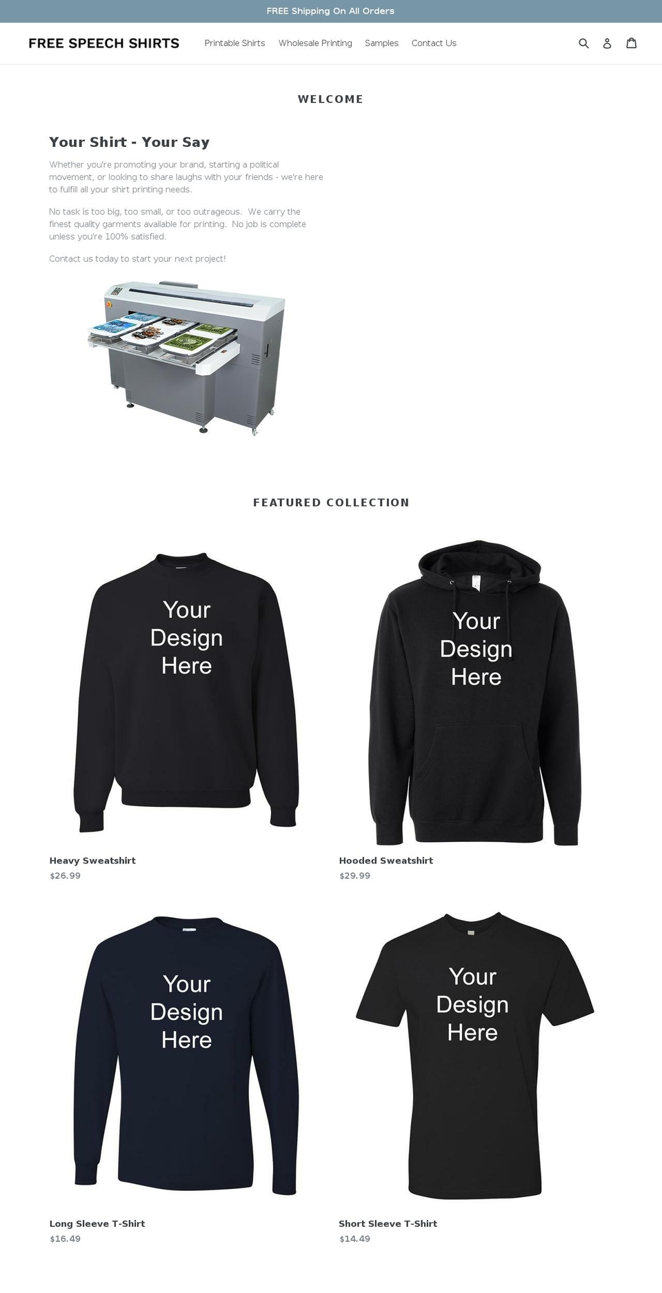 freespeechshirts.com shopify website screenshot