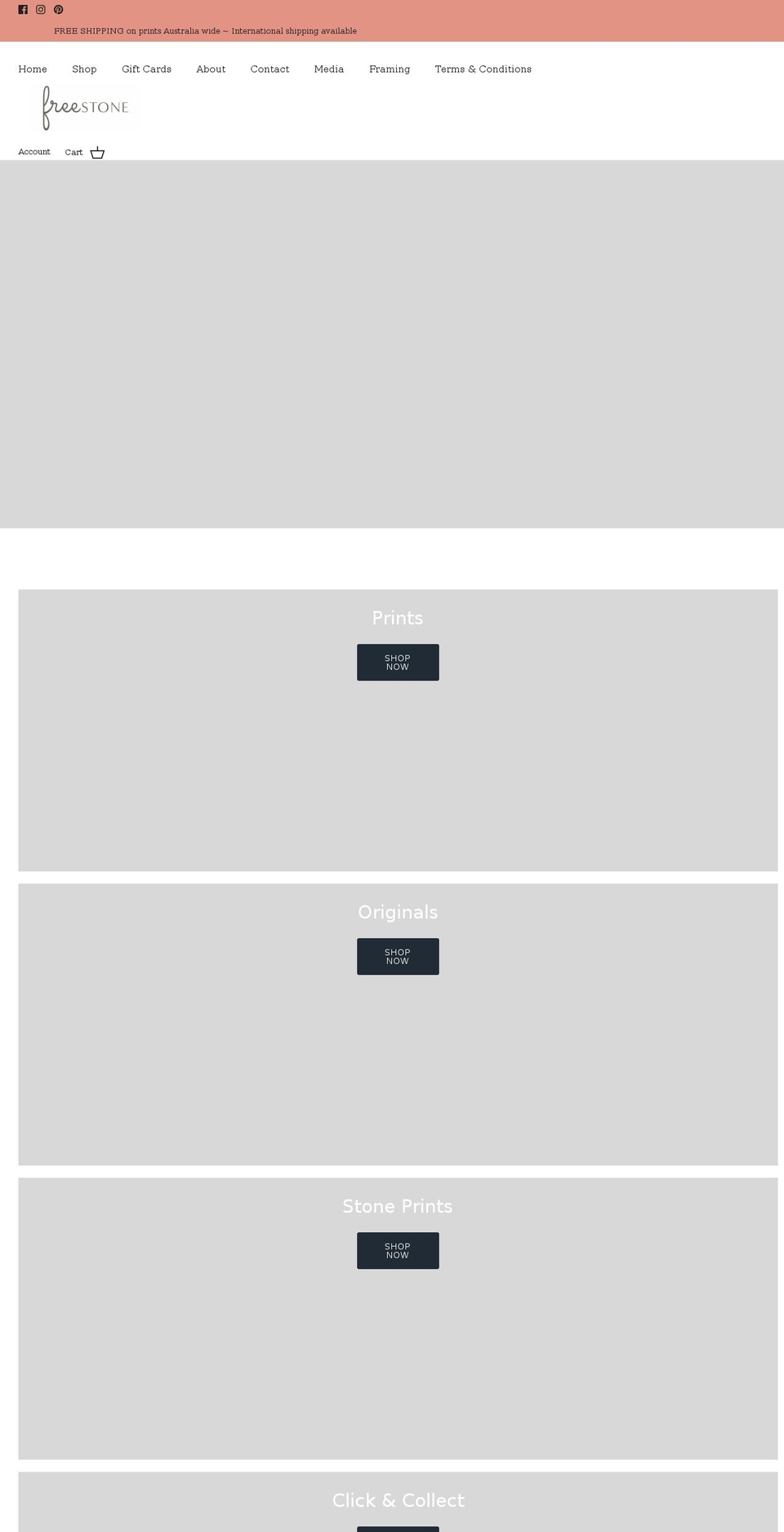 freestoneart.com.au shopify website screenshot