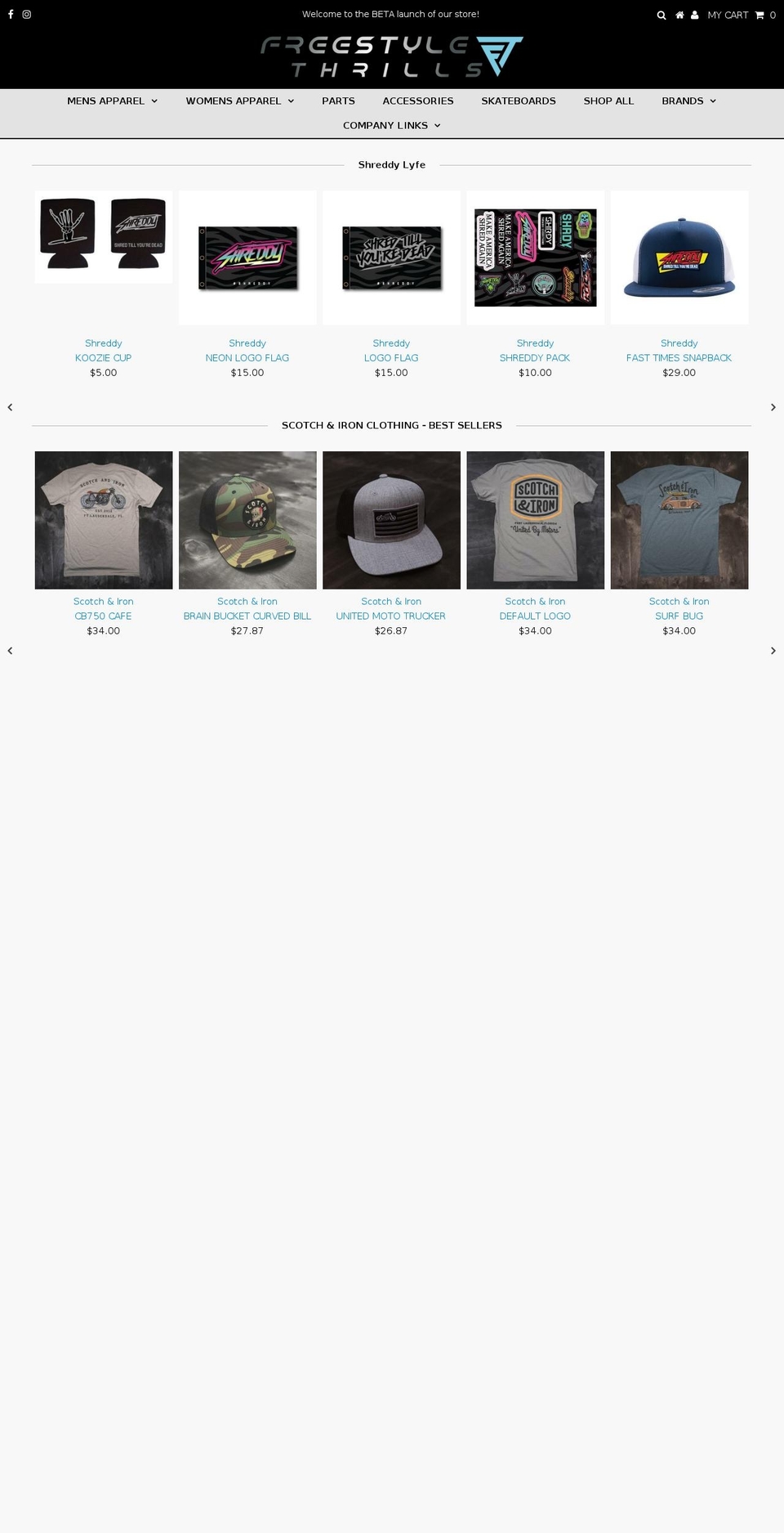 freestylethrills.com — Shopify storefront screenshot