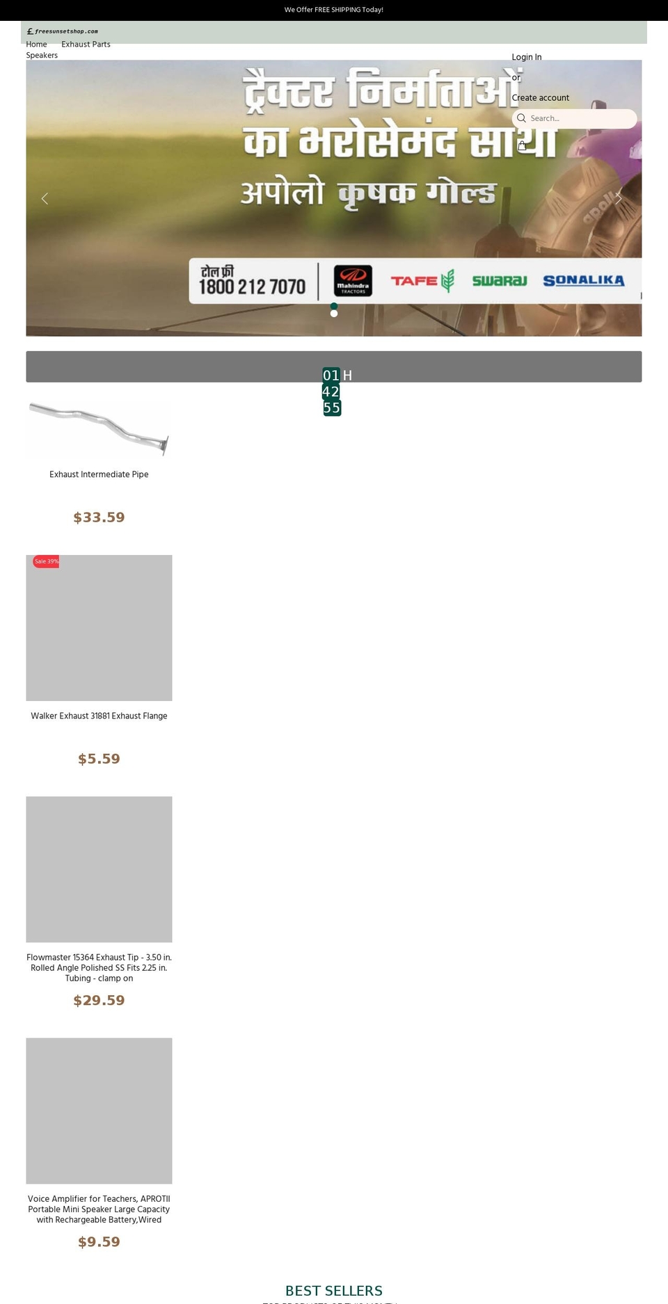freesunsetshop.com — Shopify storefront screenshot