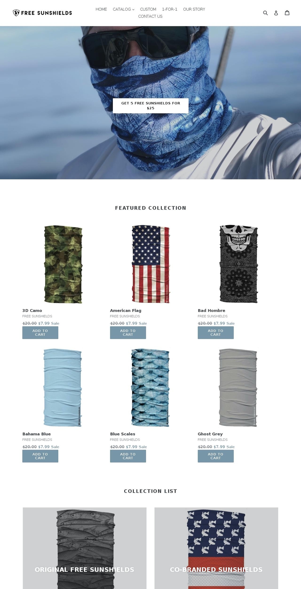 freesunshields.com shopify website screenshot