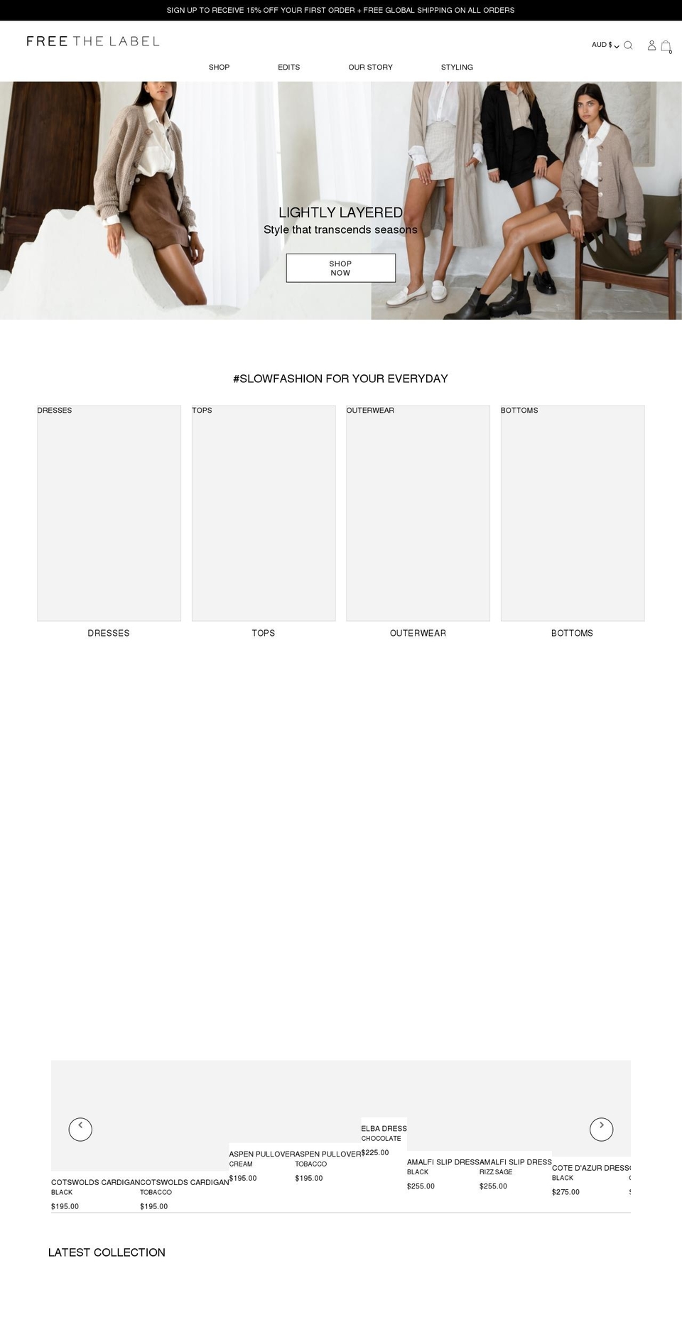 freethelabel.com shopify website screenshot