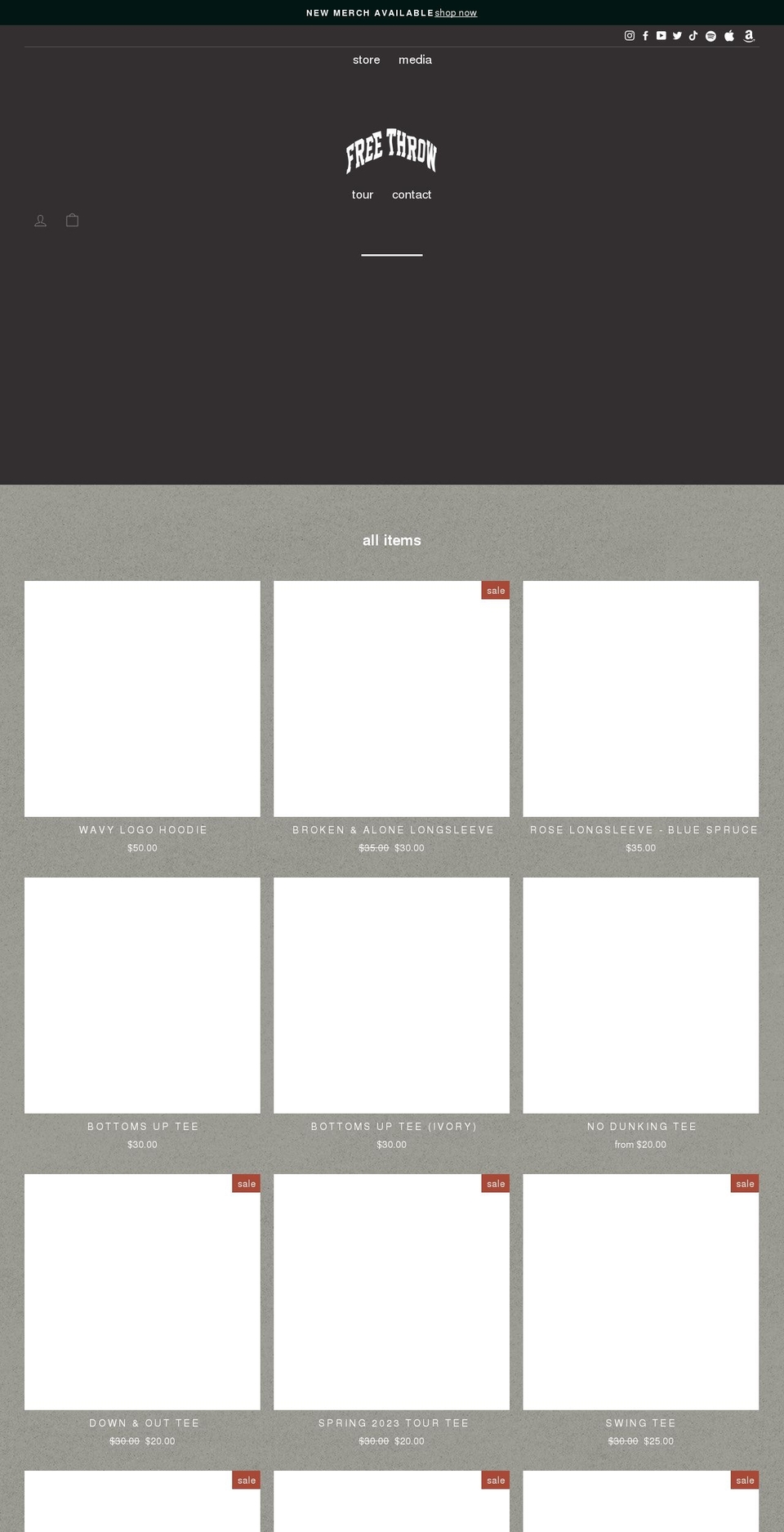 freethrowband.com shopify website screenshot