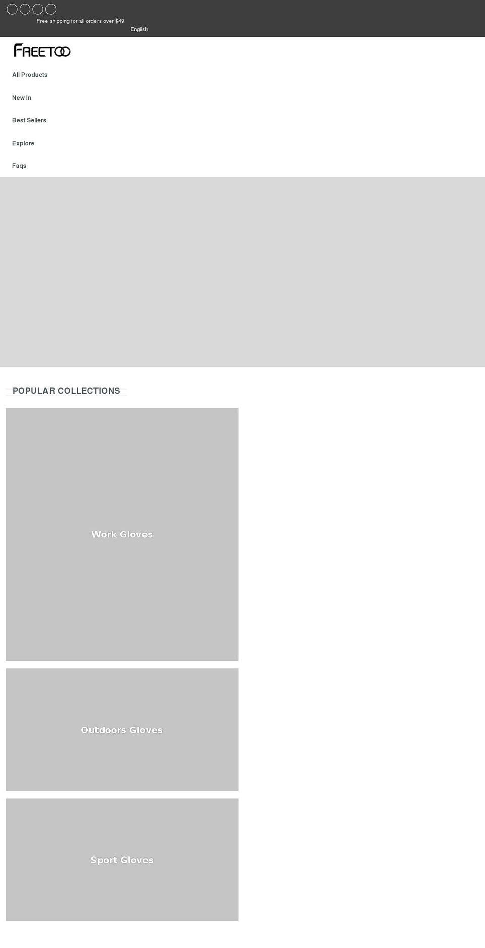 freetoogloves.com shopify website screenshot