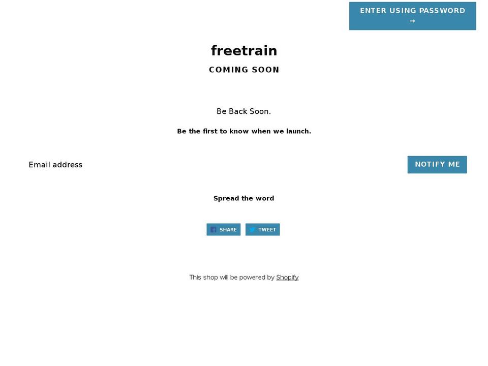 freetrain.com shopify website screenshot