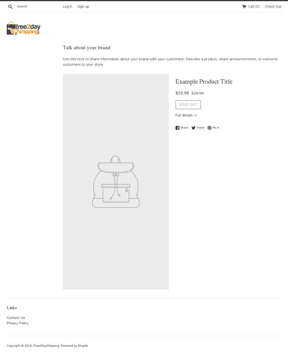 freetwodayshipping.com — Shopify storefront screenshot