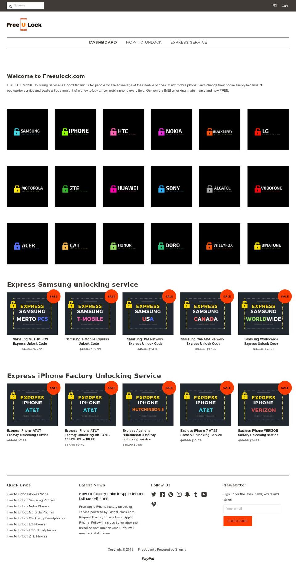 freeulock.com — Shopify storefront screenshot